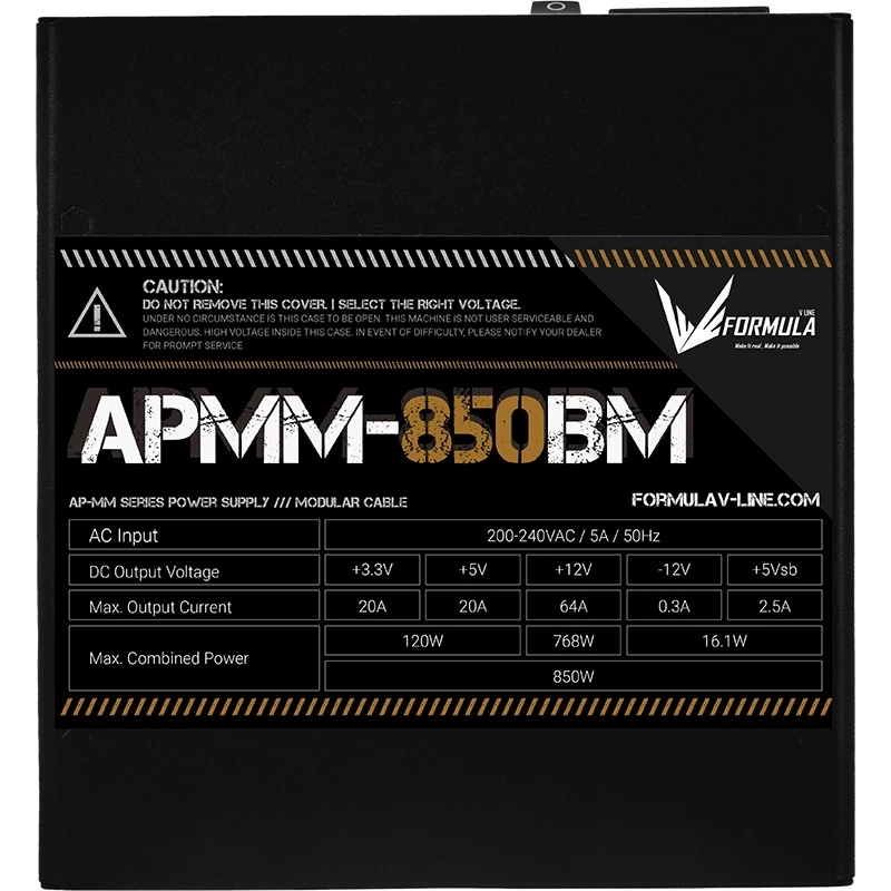 Блок питания Aerocool / Formula ATX 850W APMM-850BM 80+ bronze (20+4pin) APFC 140mm fan 6xSATA Cab M