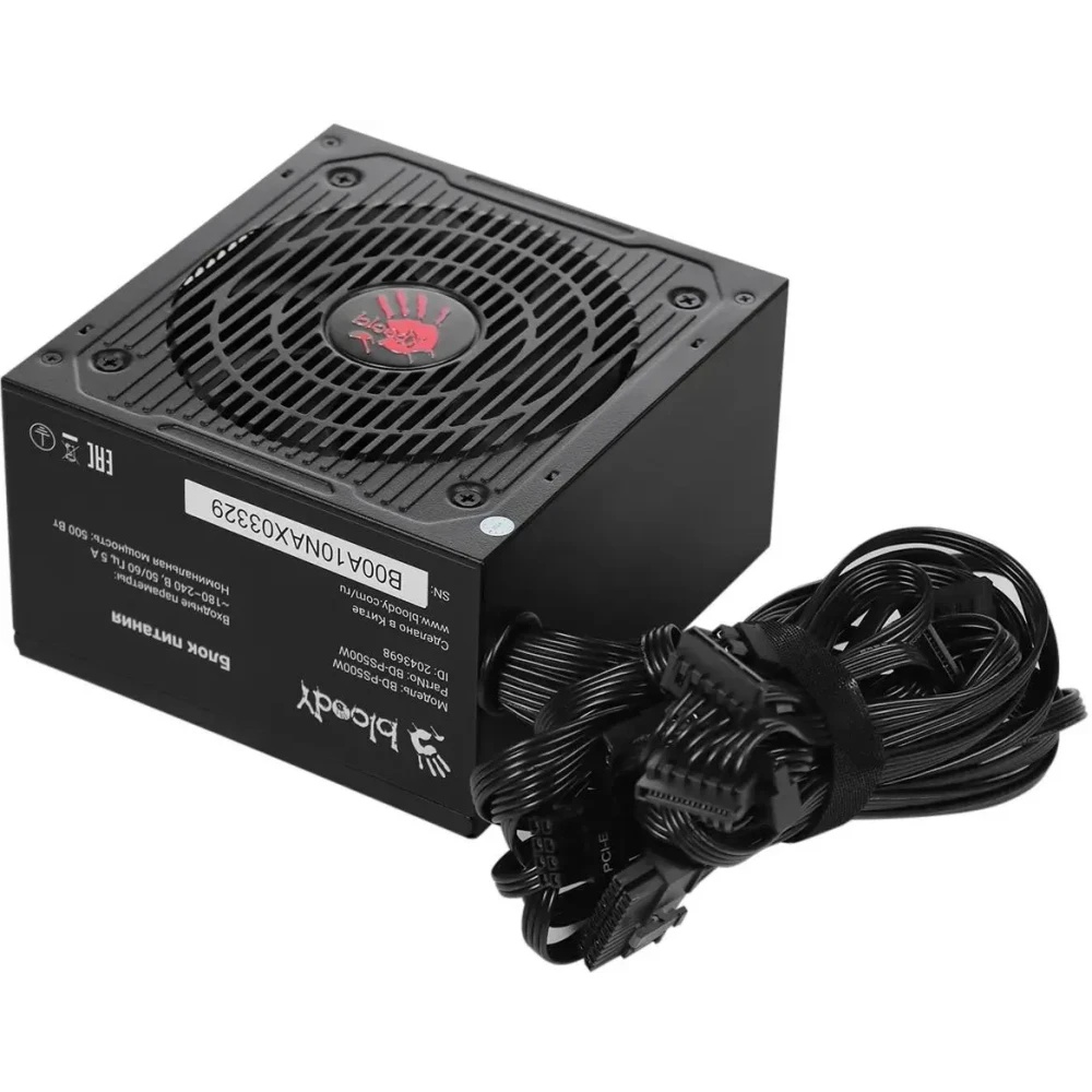 Блок питания Bloody BD-PS500W, 500Вт, 80 PLUS WHITE, 120мм,черный