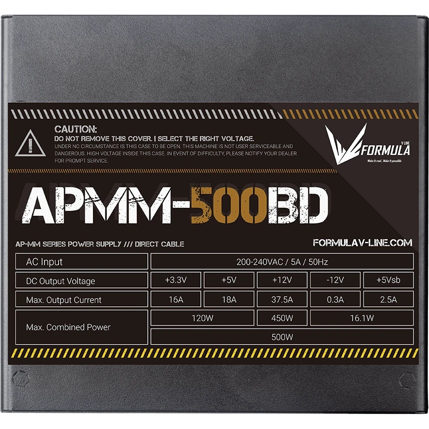 Блок питания Aerocool / Formula APMM-500BD, 500Вт, 80 PLUS Bronze, 120мм, черный