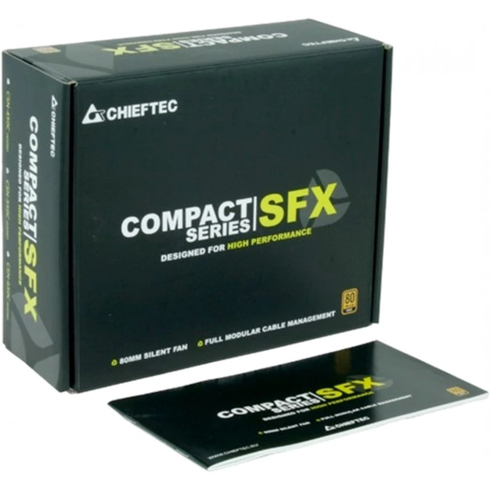 Блок питания Chieftec Compact CSN-450C, 450Вт, 80 PLUS Gold, 80мм, модульный, черный