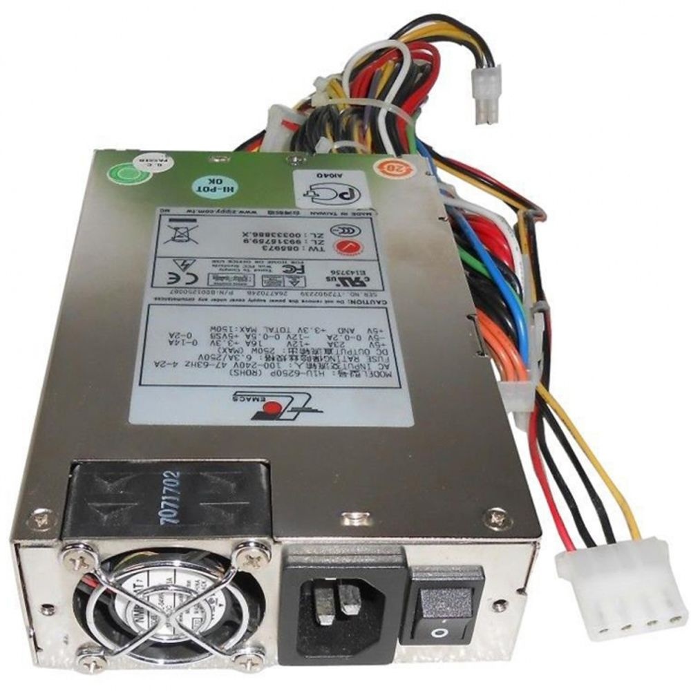 Блок питания EMACS H1U-6250P 1U 250W, 1U Single (ШВГ=100*40,5*155мм), 70%, Активный PFC, OEM