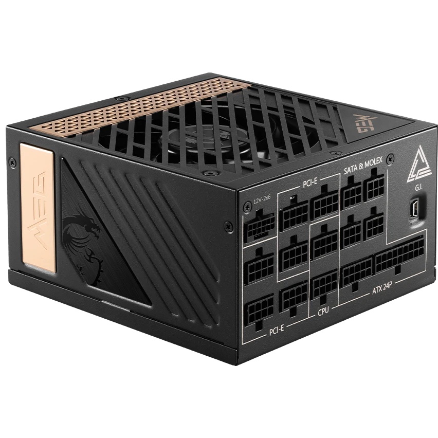 Блок питания MSI MEG Ai1300P (306-7ZP4A11-CE0), 1300Вт, 80 PLUS Platinum, 120мм, модульный, черный /