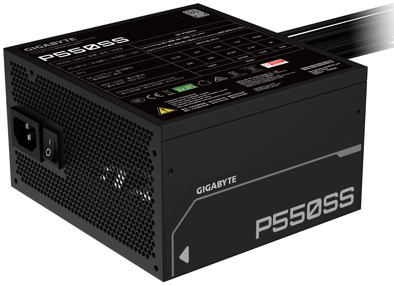 Блок питания ПК Gigabyte P550SS 550W, 80+, SILVER, НЕ модульный, ATX 3.0