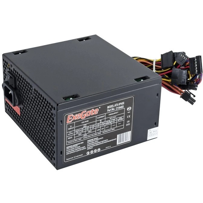 Блок питания ExeGate XP400 (EX219459RUS-PC), 400Вт, 120мм, черный