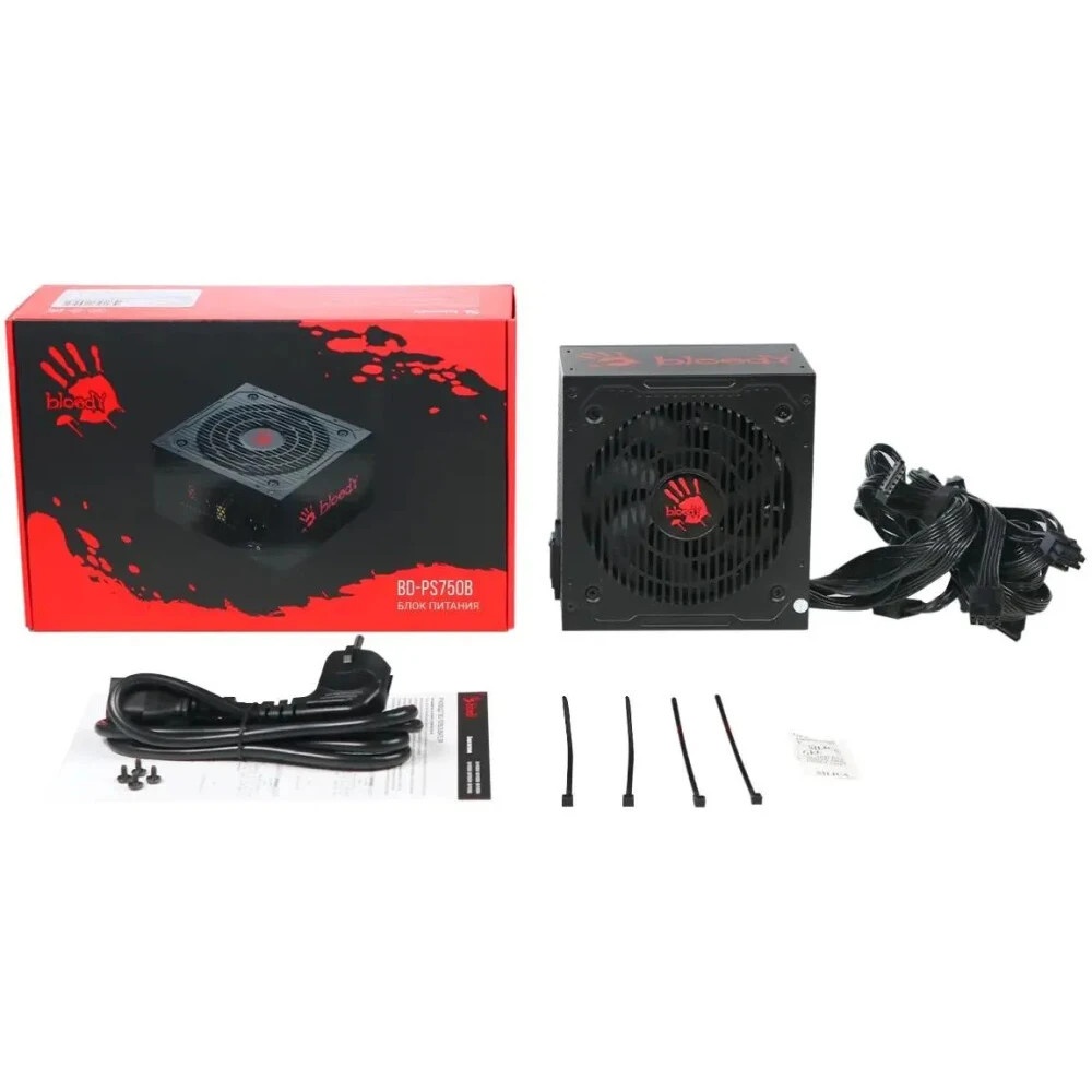 Блок питания Bloody BD-PS750B, 750Вт, 80 PLUS Bronze, 120мм, черный
