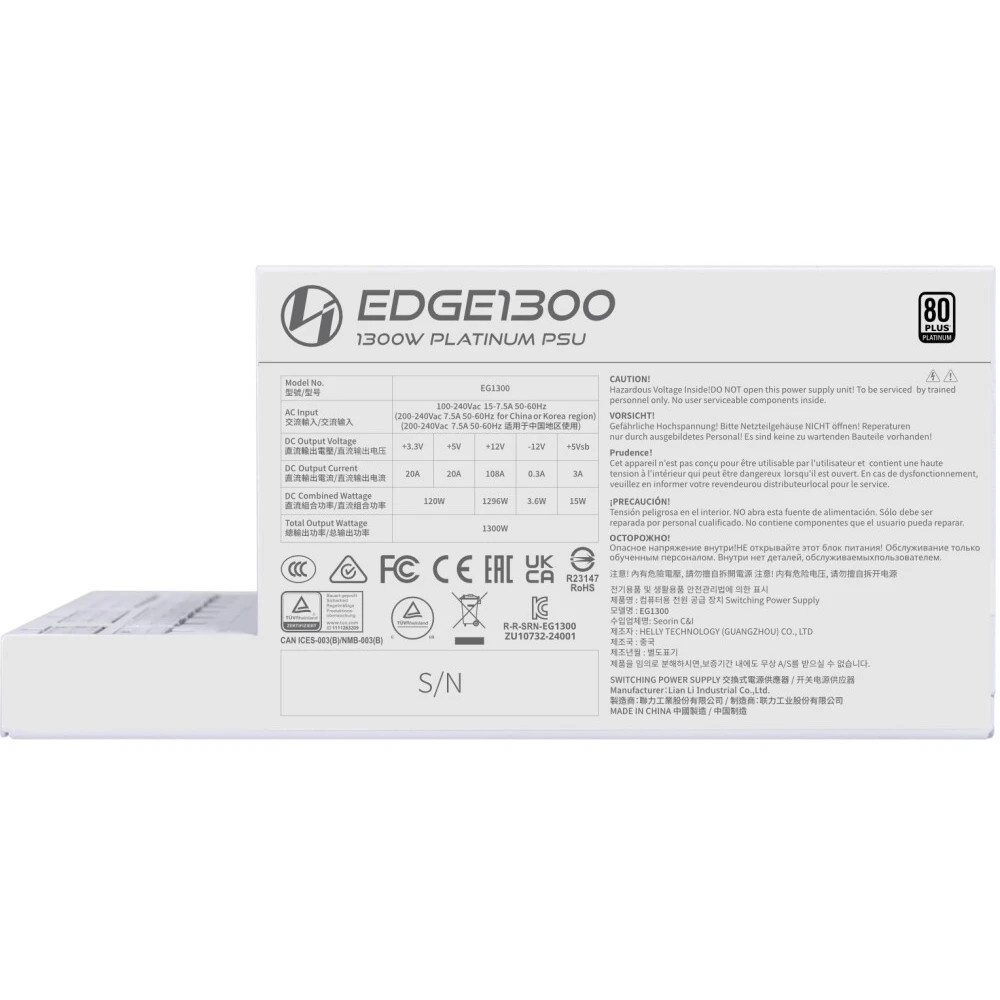 Блок питания 1300W Lian Li EDGE1300 White (G9P.EG1300.WE00.EU)