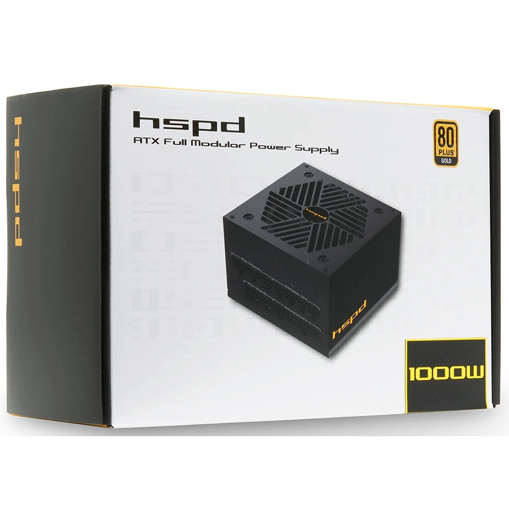 Блок питания HSPD, 1000W 80 PLUS  Gold (ATX, 2.52, Full modular, 1x24(20+4)pin mesh 550mm, 1xCPU*2 8