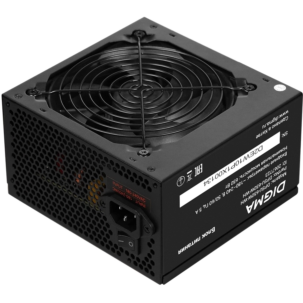 Блок питания Digma DPSU-650W-WH RTL, 650Вт, 80 PLUS, 120мм, черный
