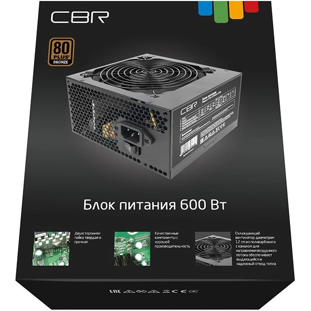 Блок Питания CBR PSU-ATX600-12GM, 600Вт, 80 PLUS Bronze, 120мм, черный