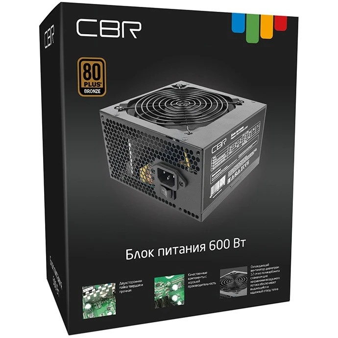 Блок Питания CBR PSU-ATX600-12GM, 600Вт, 80 PLUS Bronze, 120мм, черный