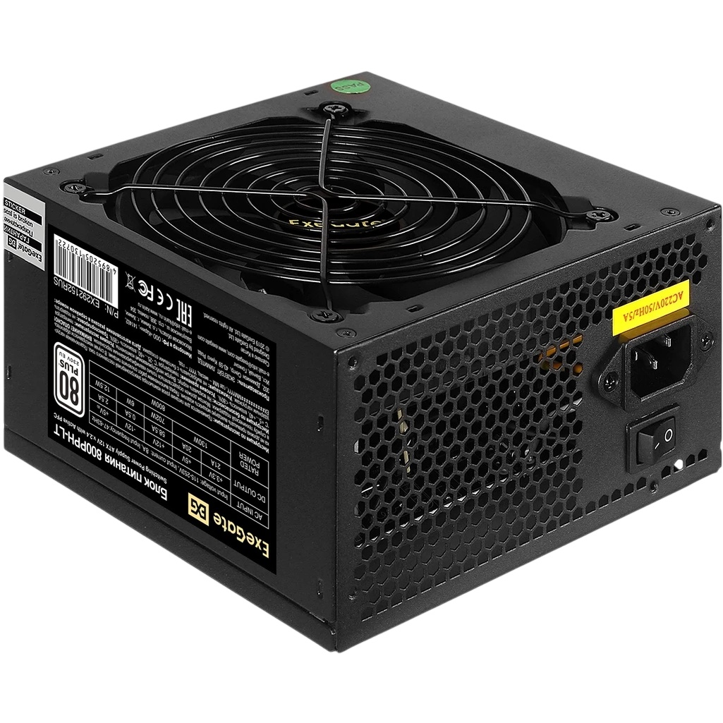 Блок питания ExeGate 80 800PPH-LT (EX292152RUS), 800Вт, 80 PLUS, 120мм, черный