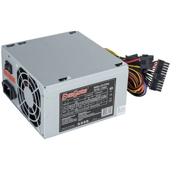 Блок питания ExeGate CP500 (EX219457RUS-PC), 500Вт, 80мм, серебряный