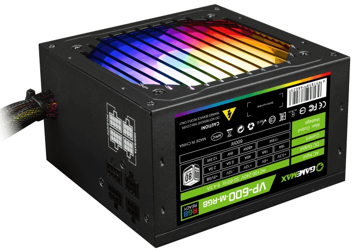 Блок питания GameMax VP-600-RGB 80 PLUS  ATX 600W, Ultra quiet