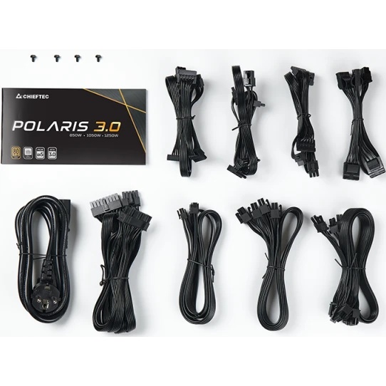 Блок питания Chieftec Polaris 3.0 PPS-850FC-A3, 850Вт, 80 PLUS Gold, 140мм, модульный, черный