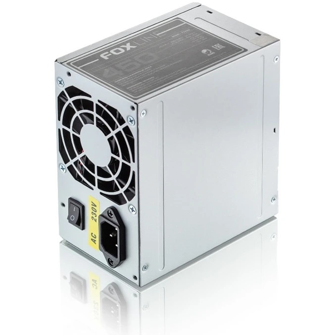 Блок питания Power Supply Foxline, 450Вт, 80мм, серебряный