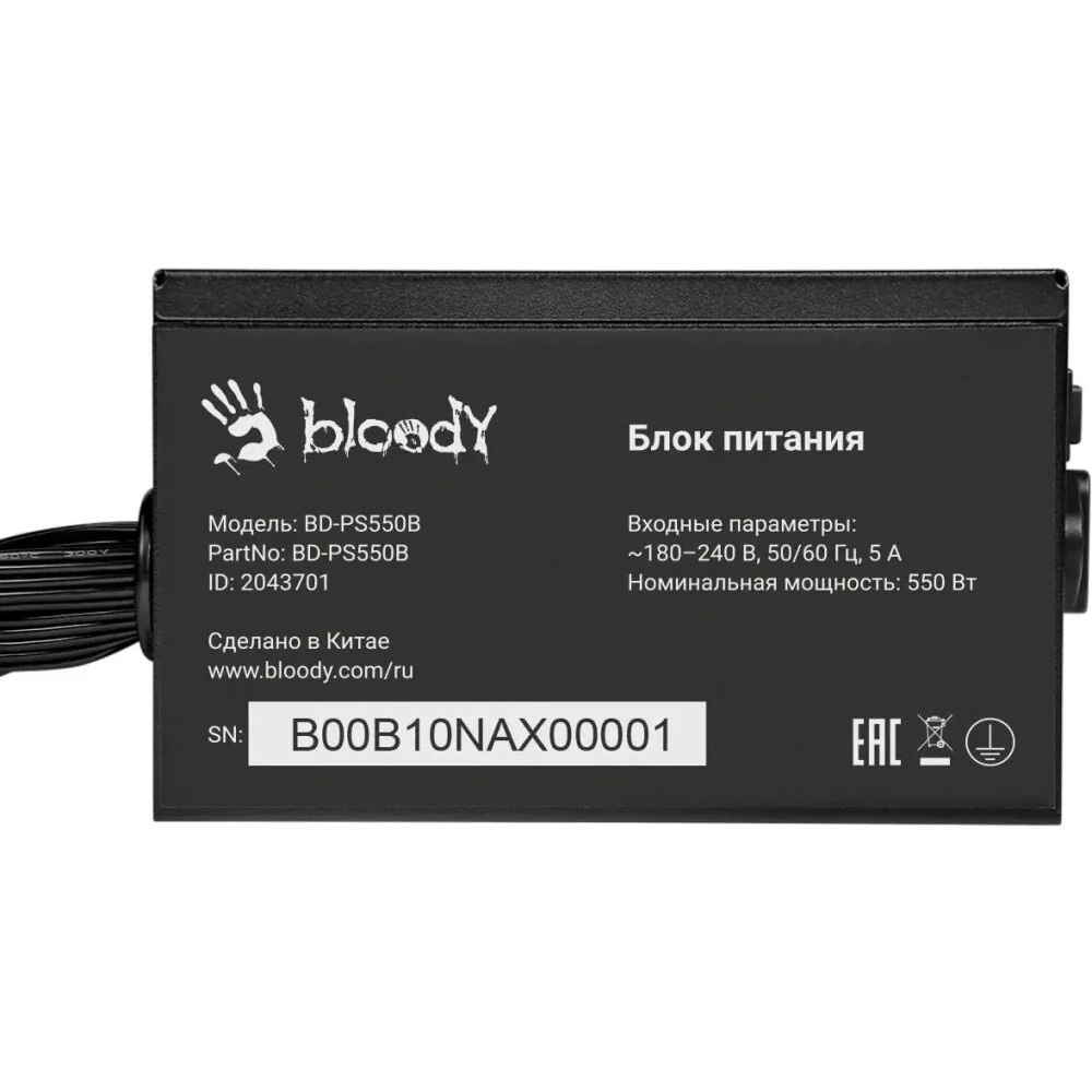 Блок питания Bloody BD-PS550B, 550Вт, 80 PLUS Bronze, 120мм, черный