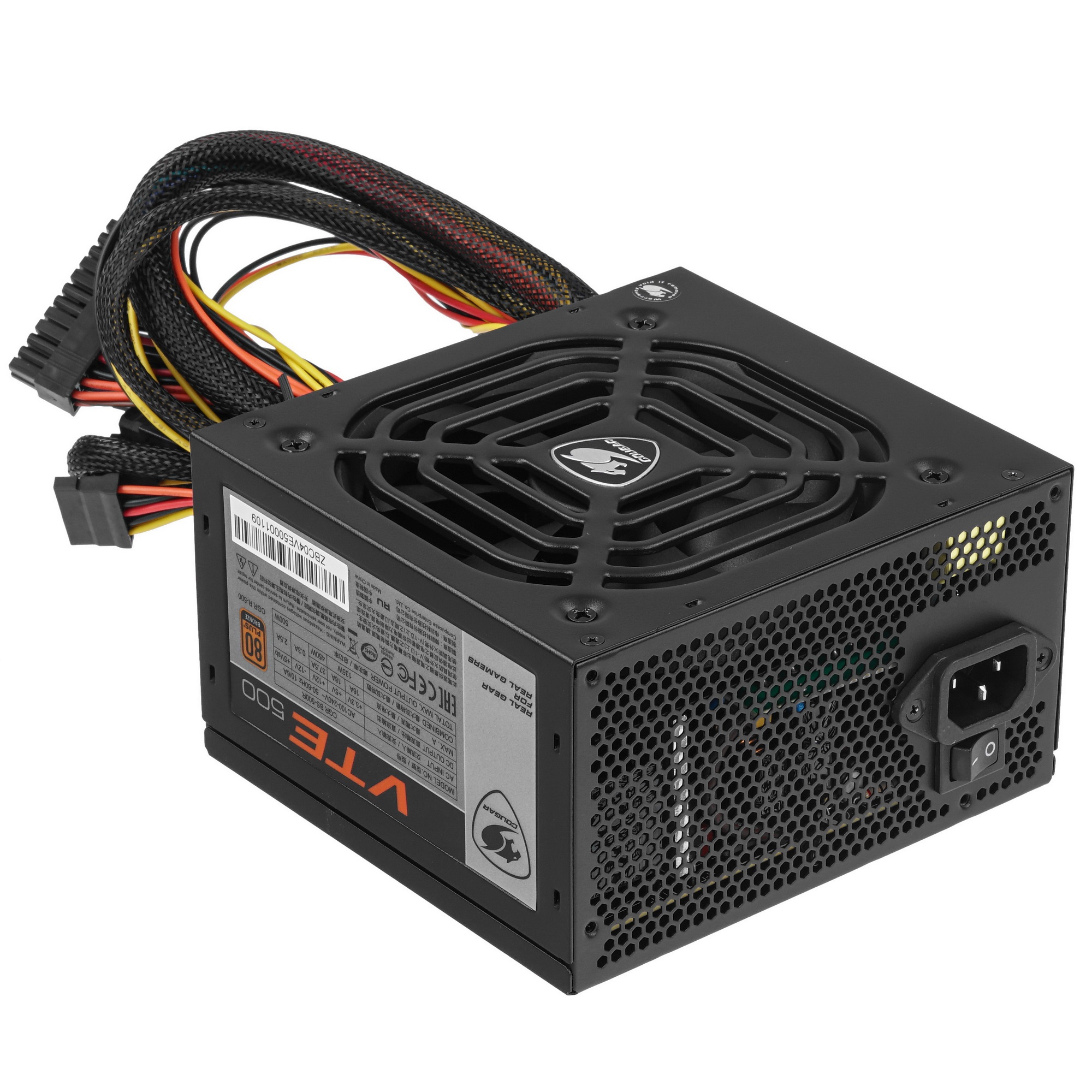 Блок питания Cougar CGR BS-500R, 500Вт BULK, 80 Plus Bronze, 120мм, черный