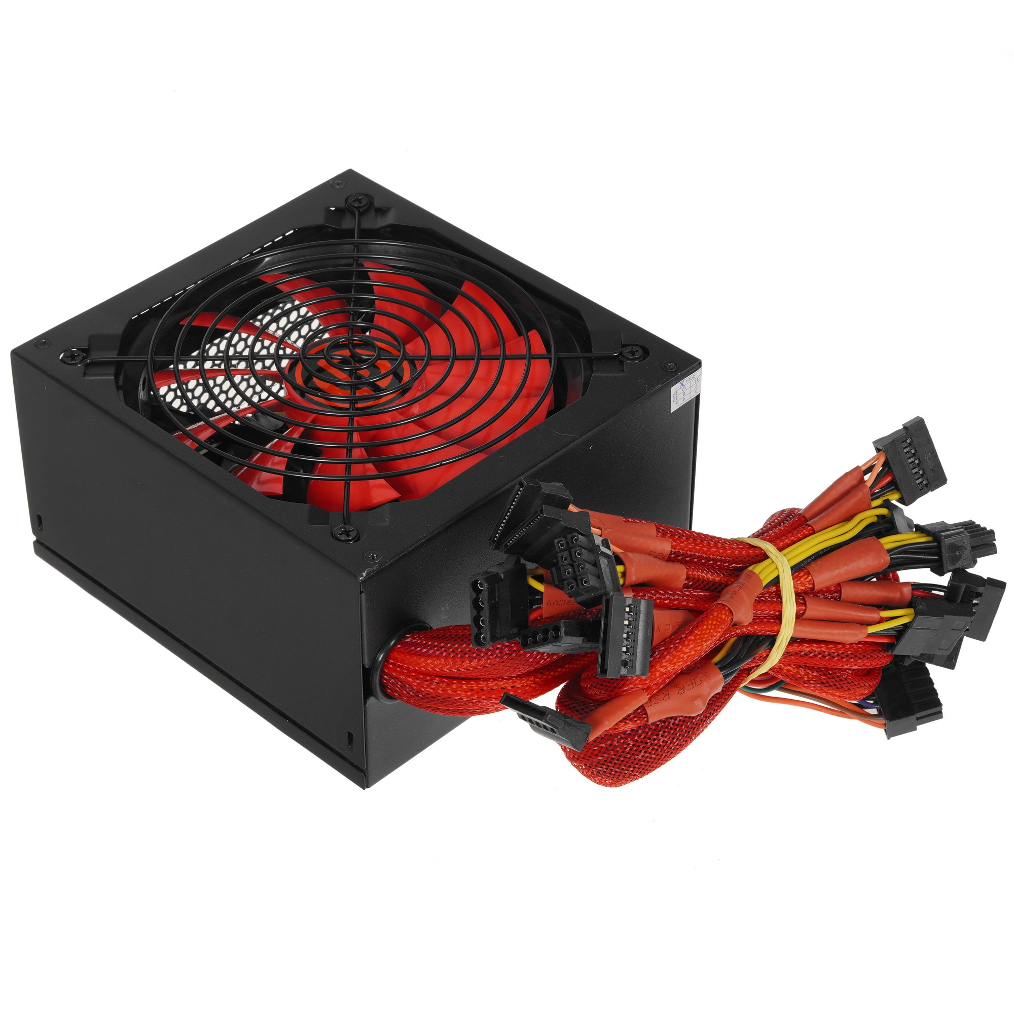 Блок питания Ginzzu PC800 14CM(Red) 80 PLUS  black,APFC,24+4p,4 PCI-E(6+2), 7*SATA, 4*IDE,оплетка, к