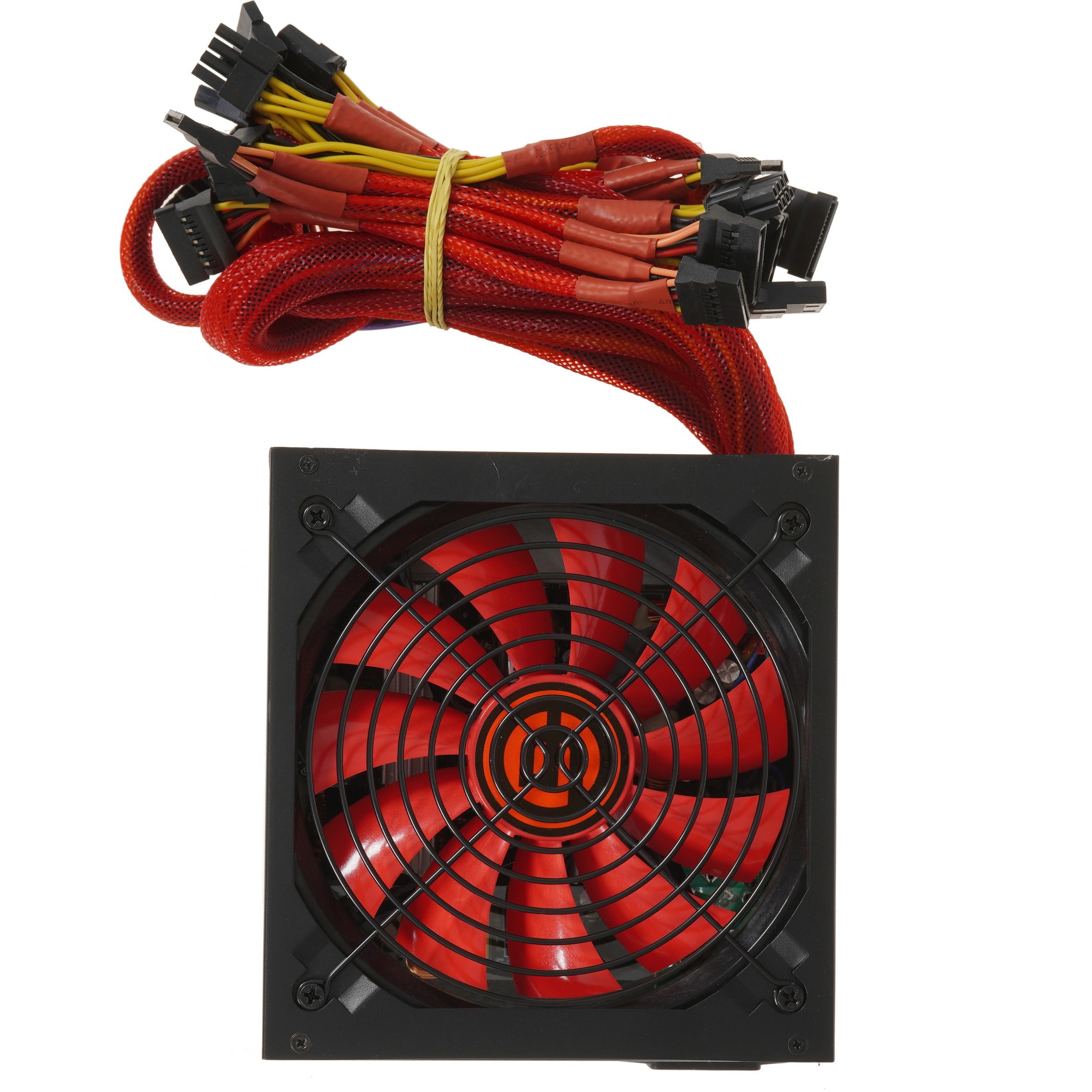 Блок питания Ginzzu PC800 14CM(Red) 80 PLUS  black,APFC,24+4p,4 PCI-E(6+2), 7*SATA, 4*IDE,оплетка, к