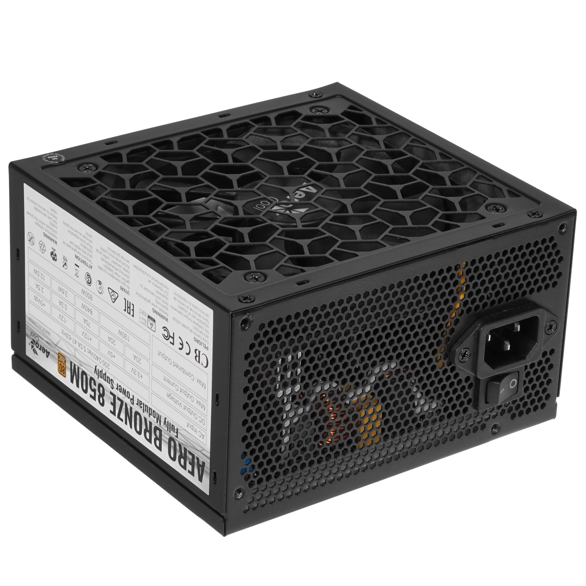Блок питания Aerocool / Formula AERO BRONZE 850M, 850Вт, 80 PLUS Bronze, 120мм, модульный, черный