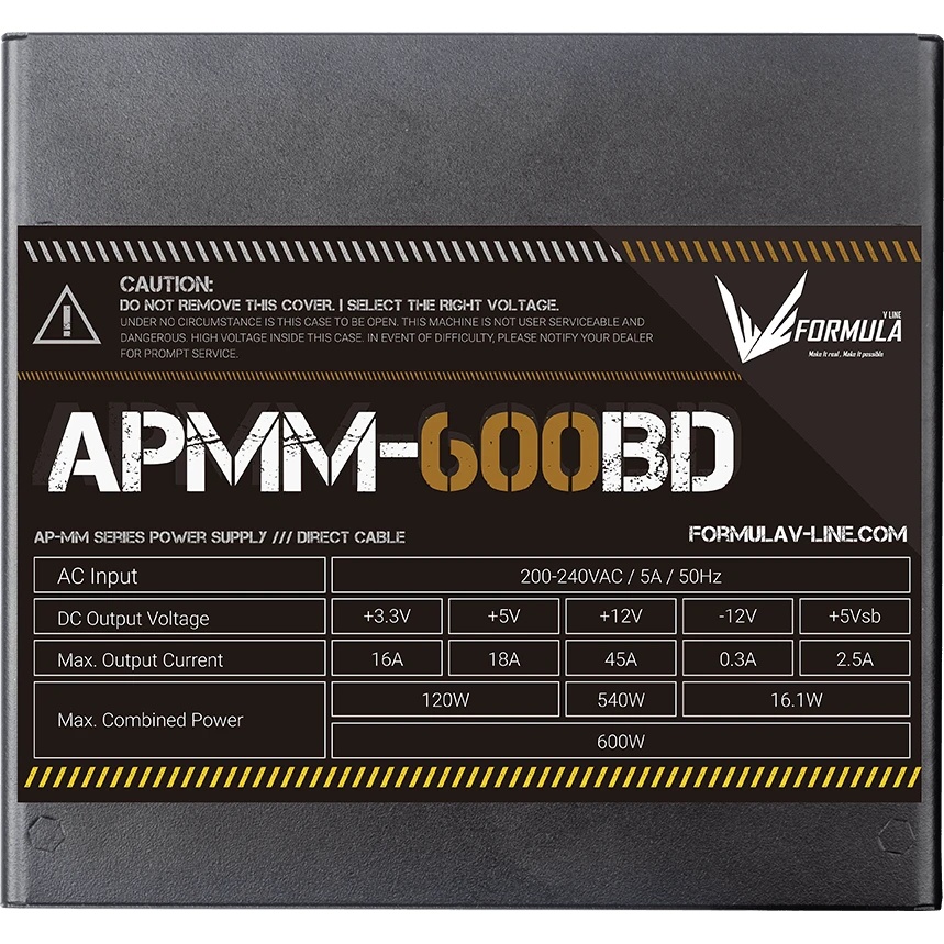 Блок питания Aerocool / Formula APMM-600BD, 600Вт, 80 PLUS Bronze, 120мм, черный
