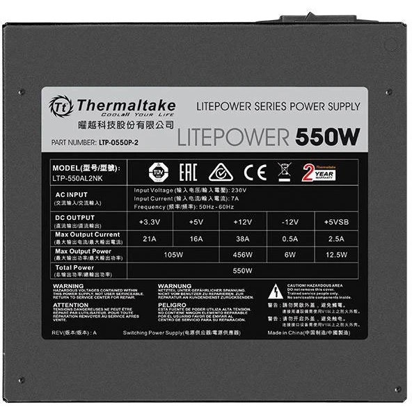 Блок питания Thermaltake (PS-LTP-0550NPCNEU-2), 550Вт, 120мм, черный