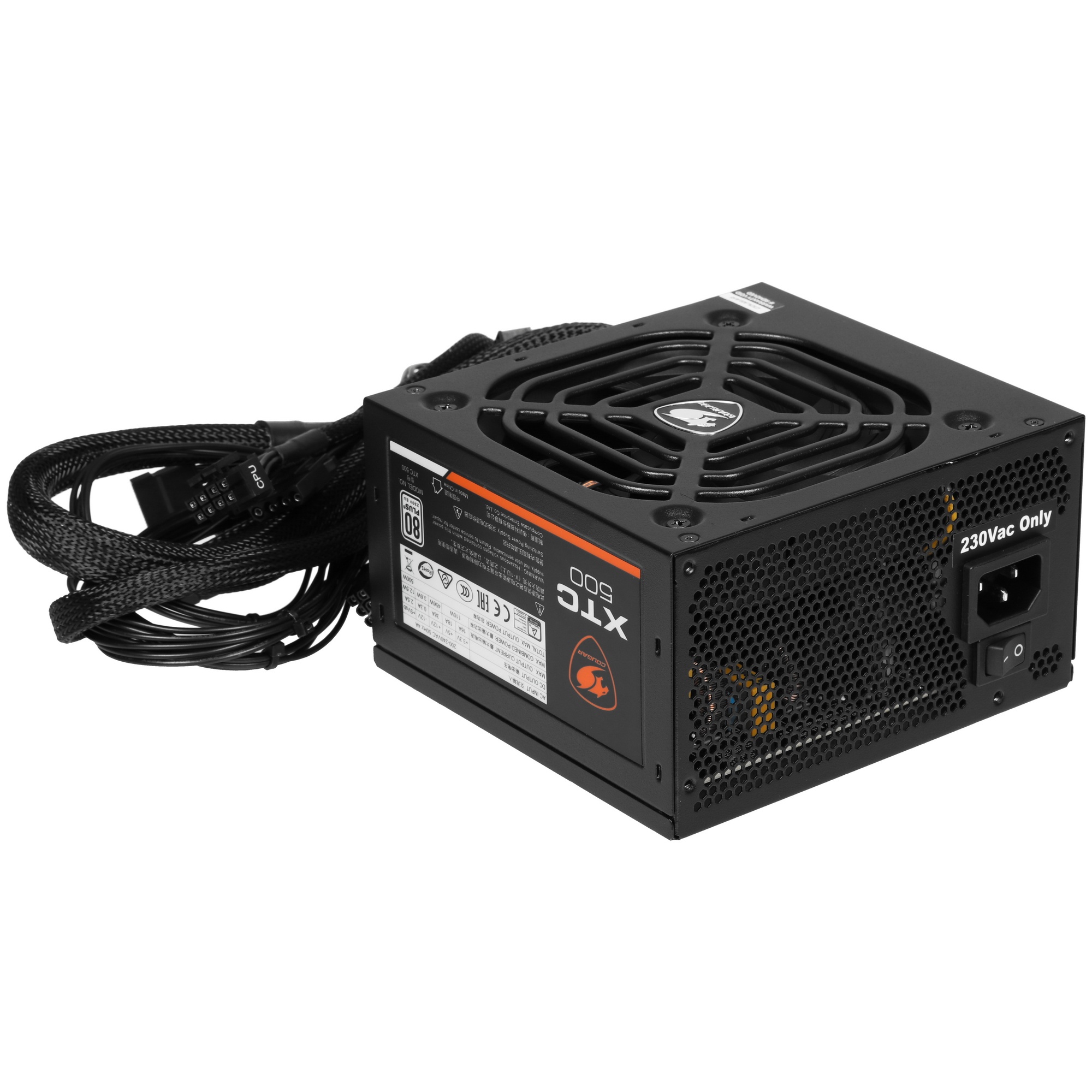 Блок питания Cougar XTC500 (31XC050.0001P), 500Вт, 80 PLUS, 120мм, черный