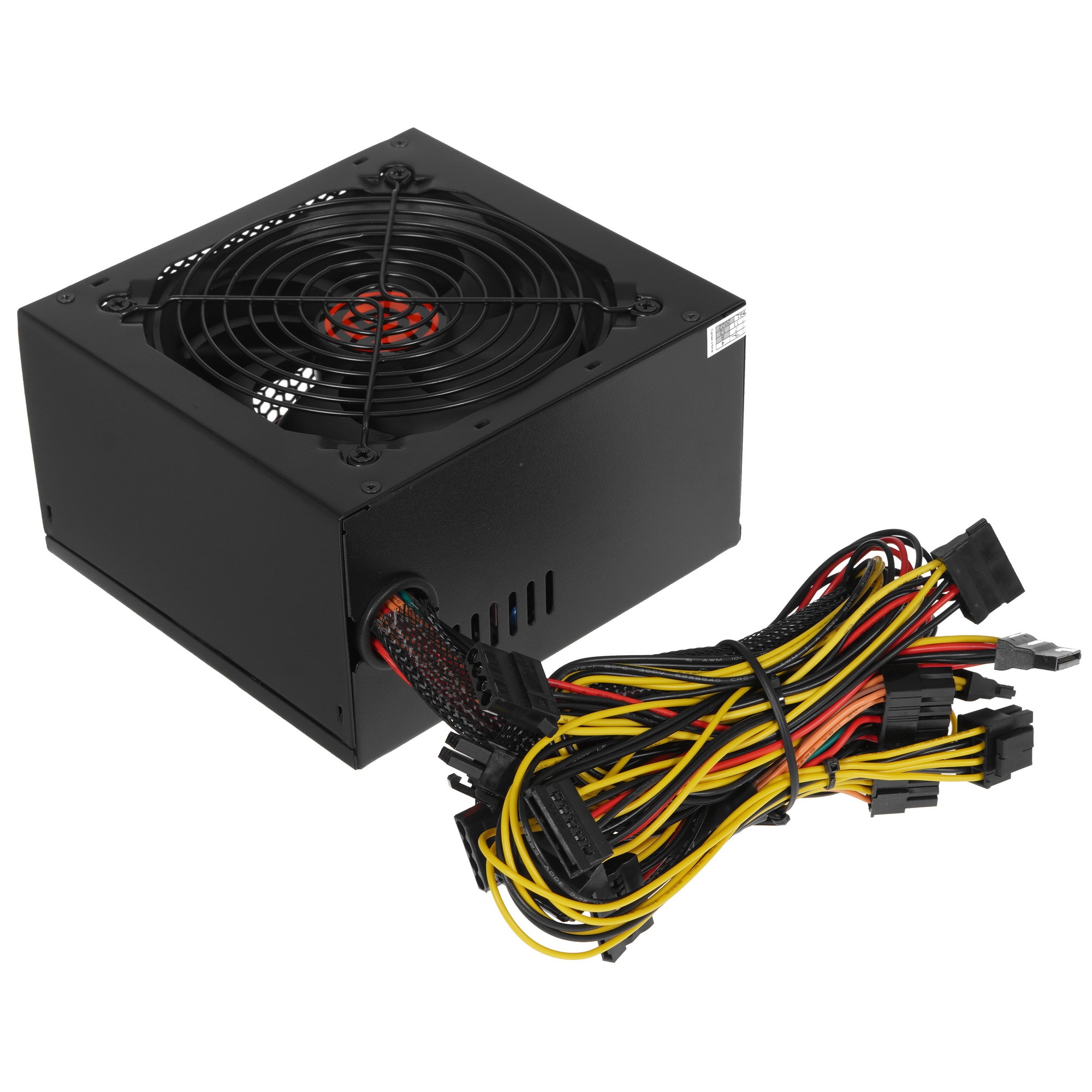 Блок питания Ginzzu CB700 12CM black,24+4p,2 PCI-E(6+2), 6*SATA, 3*IDE,оплетка MB, кабель питания