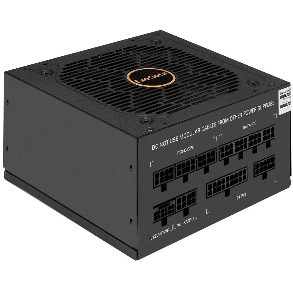 Блок питания 650W ExeGate 80 PLUS® GOLD 650VSP FС (ATX3.0, APFC, КПД 90% (80 PLUS Gold), 120mm fan,