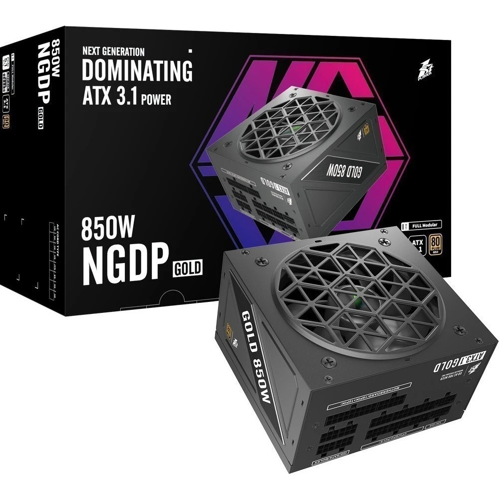 Блок питания 1STPLAYER NGDP Gold 850W, 850DВт, 80 PLUS Gold, 120мм, модульный, черный