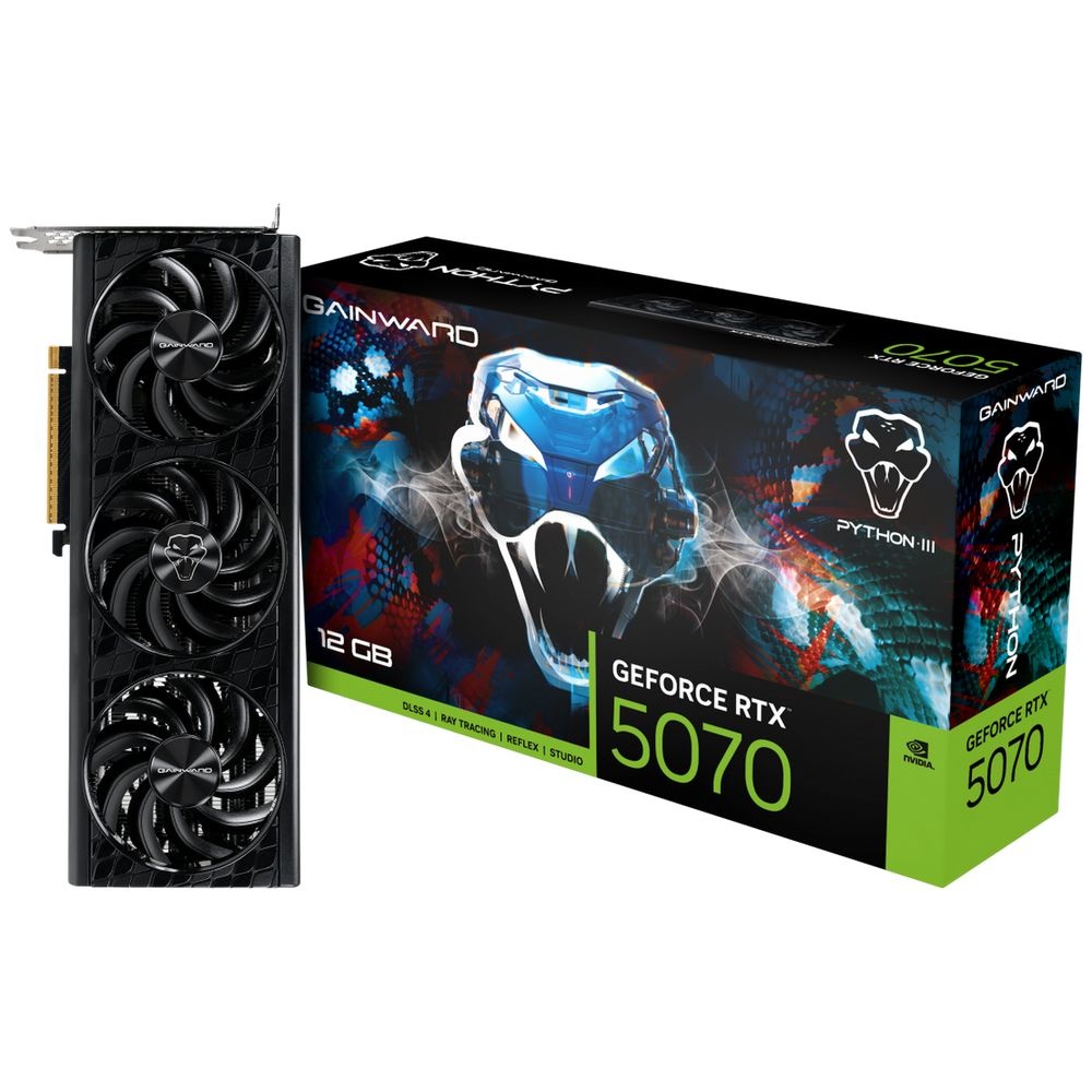 Видеокарта Gainward RTX5070 PYTHON III 12GB GDDR7 192bit 3xDP HDMI 3FAN RTL