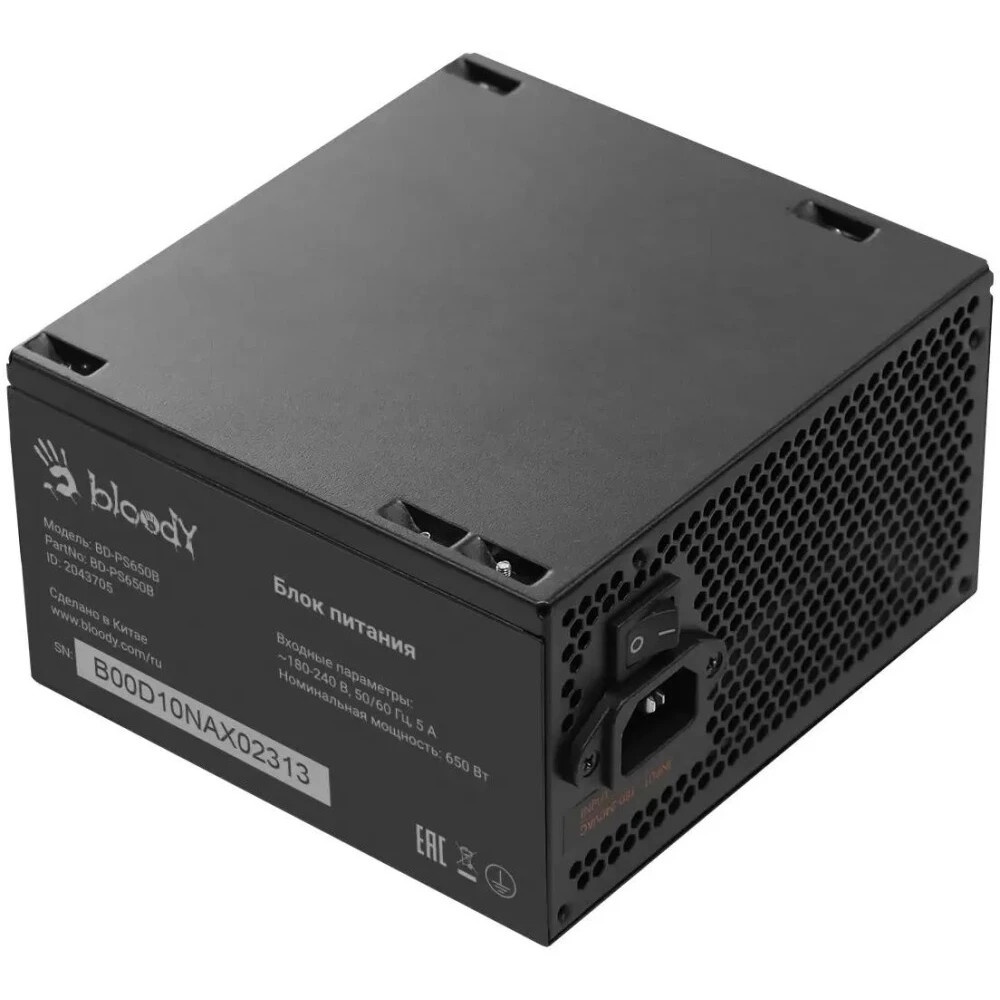 Блок питания Bloody BD-PS650B, 650Вт, 80 PLUS Bronze, 120мм, черный