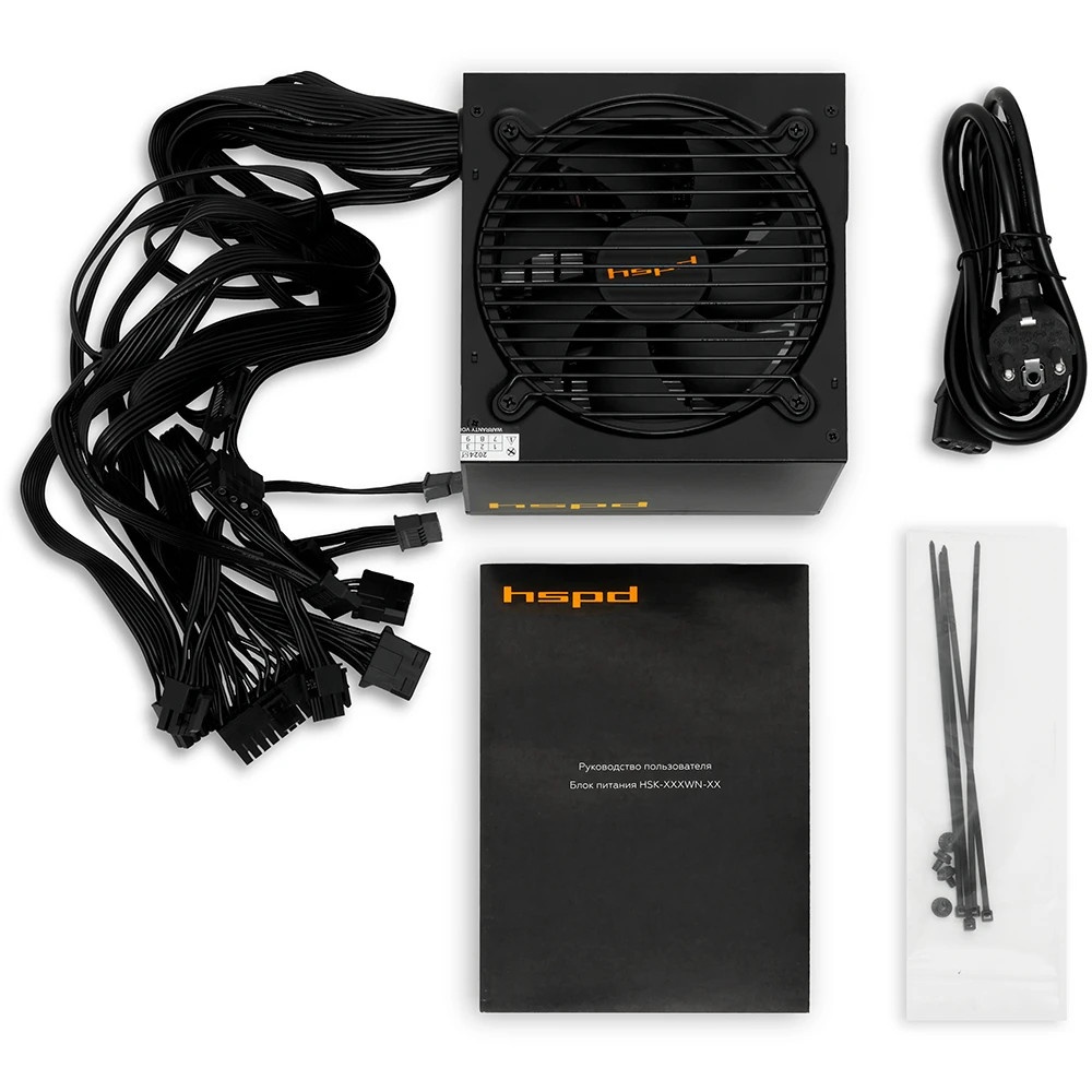 Блок питания HSPD, 700W 80 PLUS  White (ATX, 2.52, Non-modular, 1x24(20+4)pin 500mm, 1xCPU 8(4+4)pin