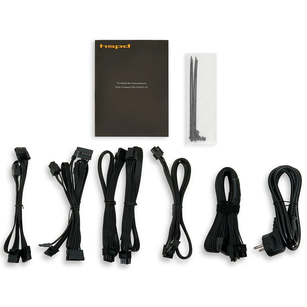 Блок питания HSPD, 750W 80 PLUS  Gold (ATX, 2.52, Full modular, 1x24(20+4)pin mesh 550mm, 1xCPU*2 8(