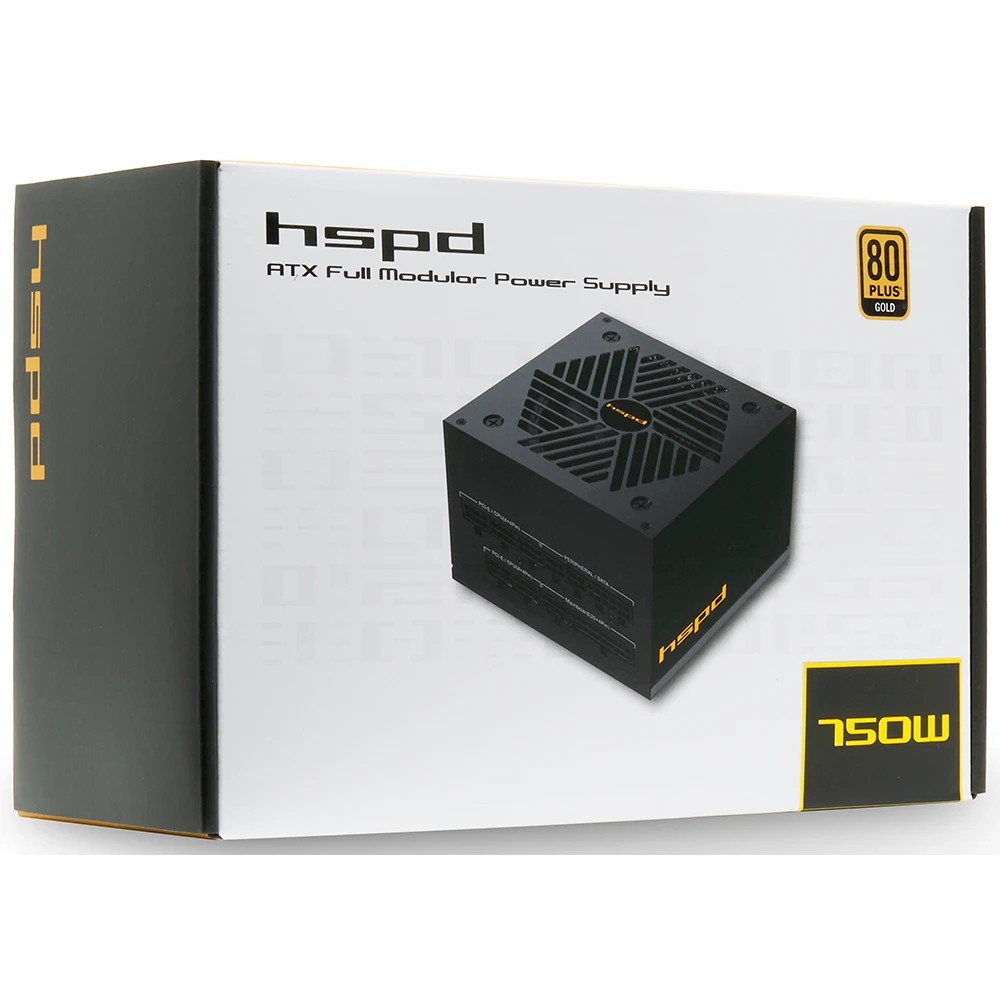 Блок питания HSPD, 750W 80 PLUS  Gold (ATX, 2.52, Full modular, 1x24(20+4)pin mesh 550mm, 1xCPU*2 8(