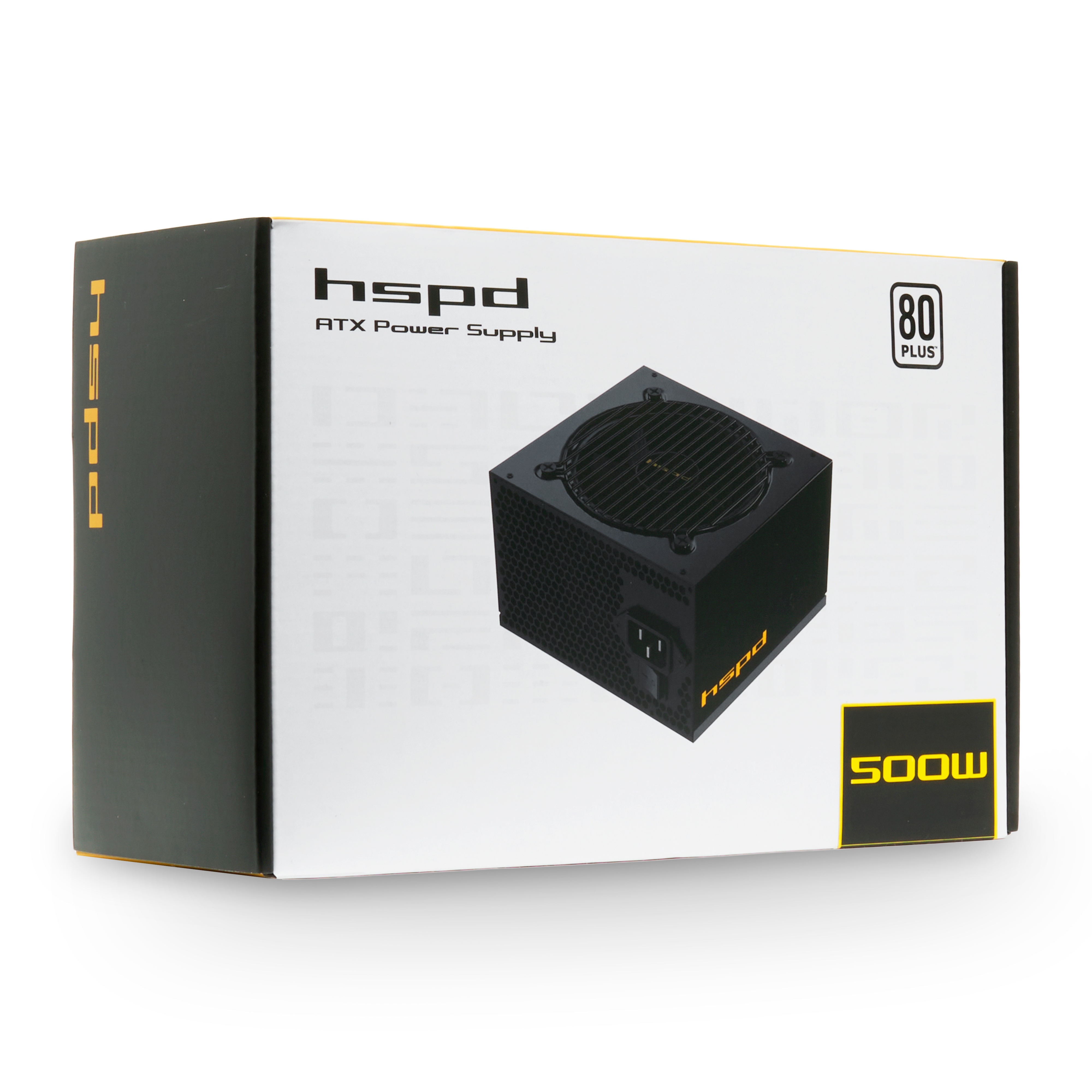 Блок питания HSPD, 500W 80 PLUS  White (ATX, 2.52, Non-modular, 1x24(20+4)pin 500mm, 1xCPU 8(4+4)pin