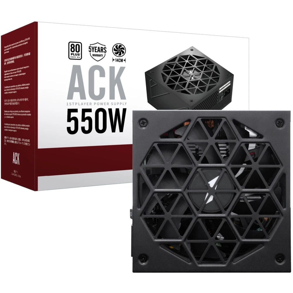 Блок питания 1STPLAYER ACK HA-550AC1, 550Вт, 80 PLUS Standard, 140мм, черный