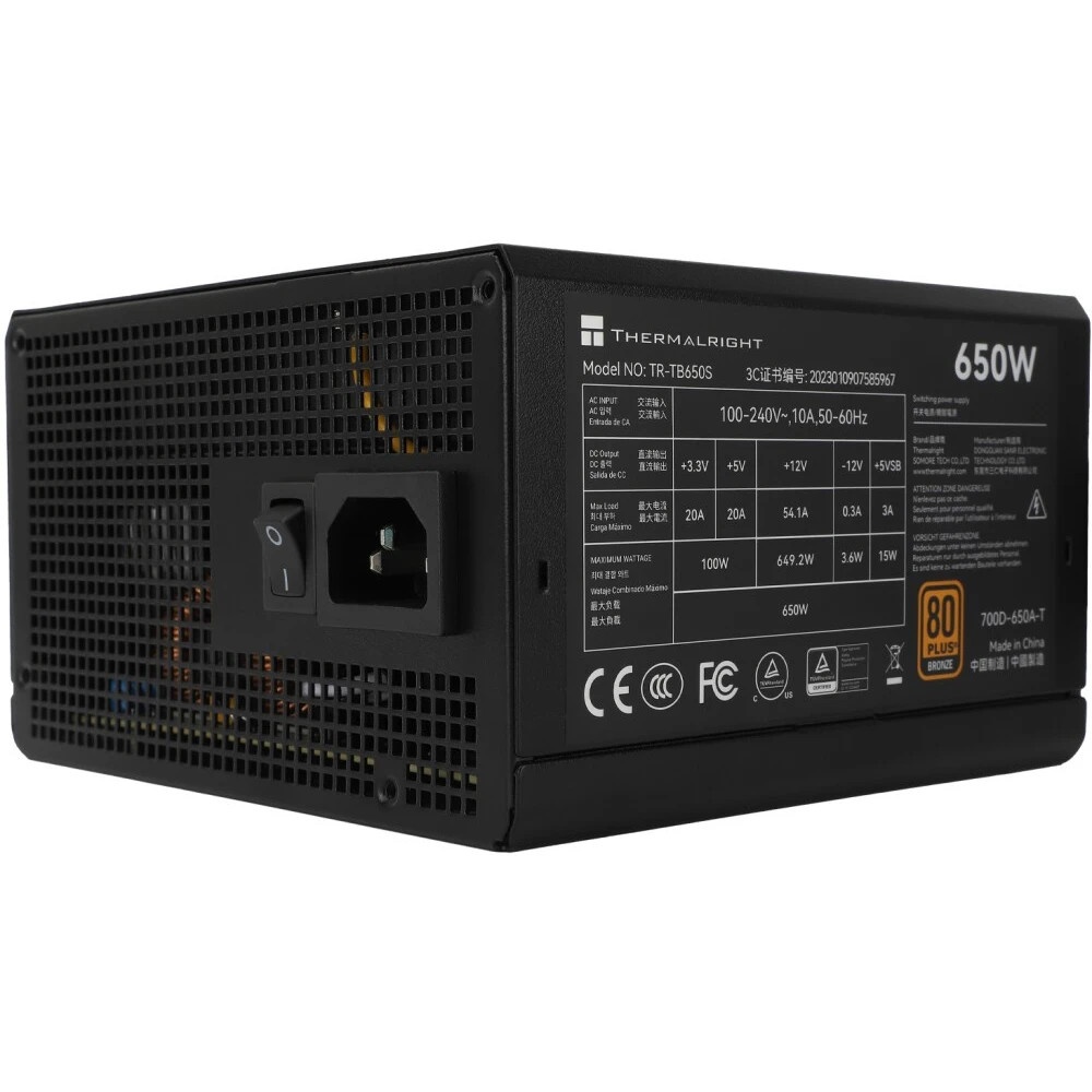 Блок питания Thermalright TR-TB650S 650W 80 PLUS Bronze, (ATX, 3, Non-modular, 1x24(20+4)pin 550mm,