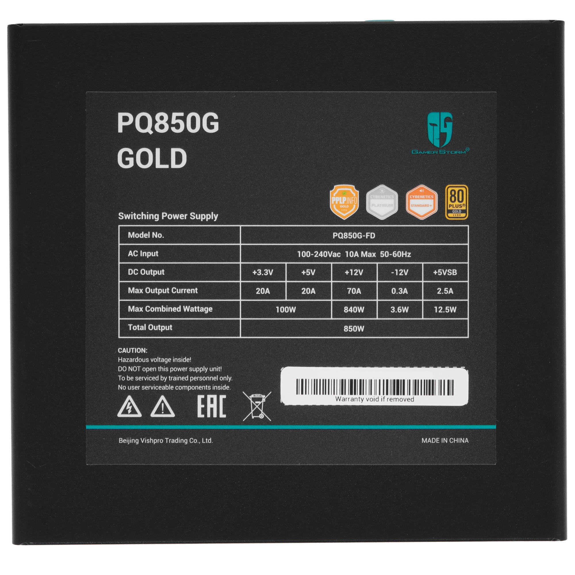 Блок питания Deepcool / GamerStorm PQ850G (ATX 3.1, 850W, Full Cable Management, PWM 120mm fan, 80+