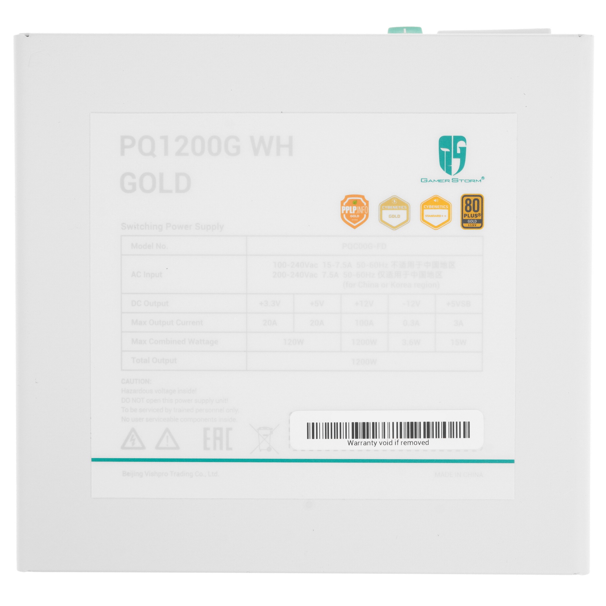 Блок питания Deepcool / GamerStorm PQ1200G WH (ATX 3.1, 1200W, Full Cable Management, 120mm fan, 80+