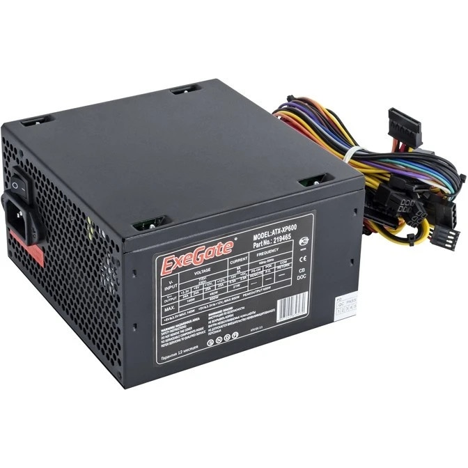 Блок питания 600W Exegate XP600 ATX 12cm fan + кабель (EX219465RUS-PC)