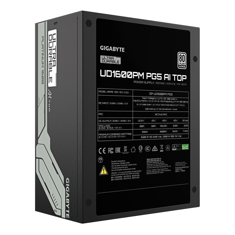 Блок питания Gigabyte ATX 1600W GP-UD1600PM PG5 Gen.5 80+ platinum (20+4pin) APFC 120mm fan 12xSATA