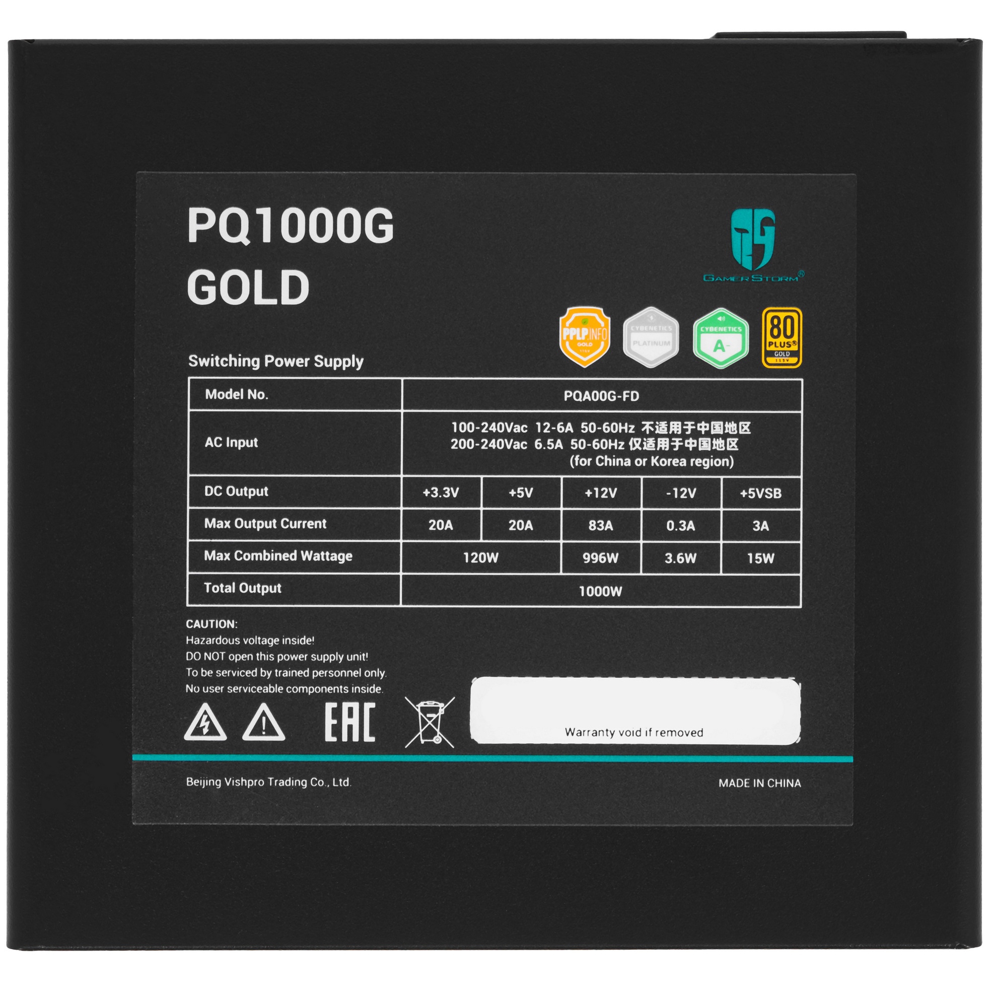 блок питания Deepcool / GamerStorm PQ1000G (ATX 3.1, 1000W, Full Cable Management, PWM 120mm fan, 80