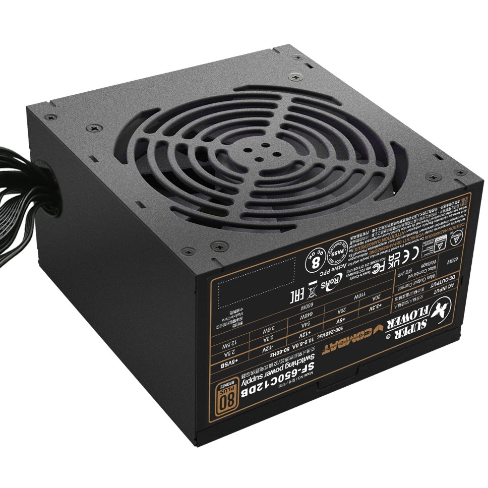Блок питания 650Вт/ Power Supply Super Flower Combat DB, 650W, ATX, 120mm, 4xSATA, 3xPCI-E(6+2), APF