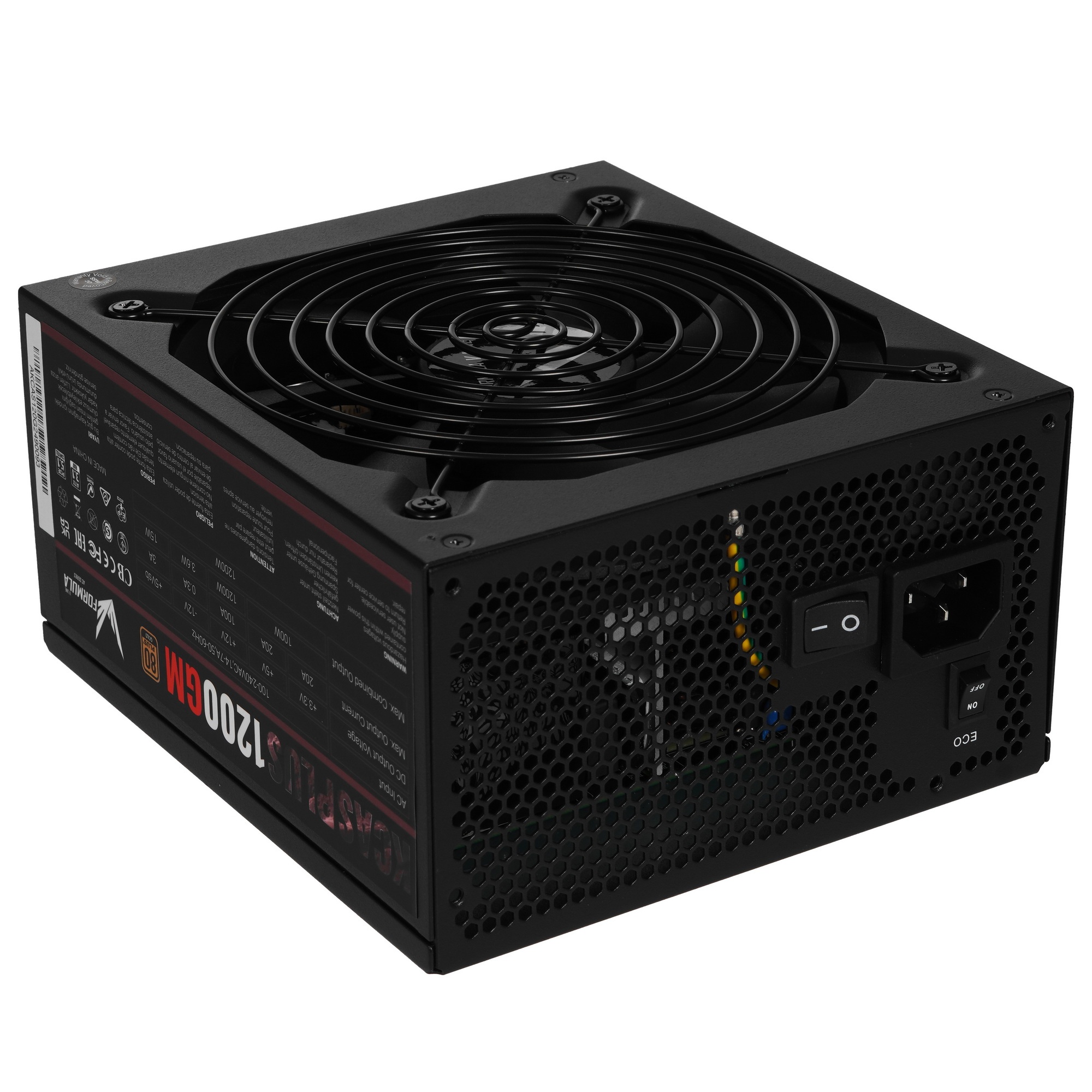 Блок питания Aerocool / Formula KCAS PLUS 1200GM V2, 1200Вт, 80 PLUS Gold, модульный, 140мм, черный