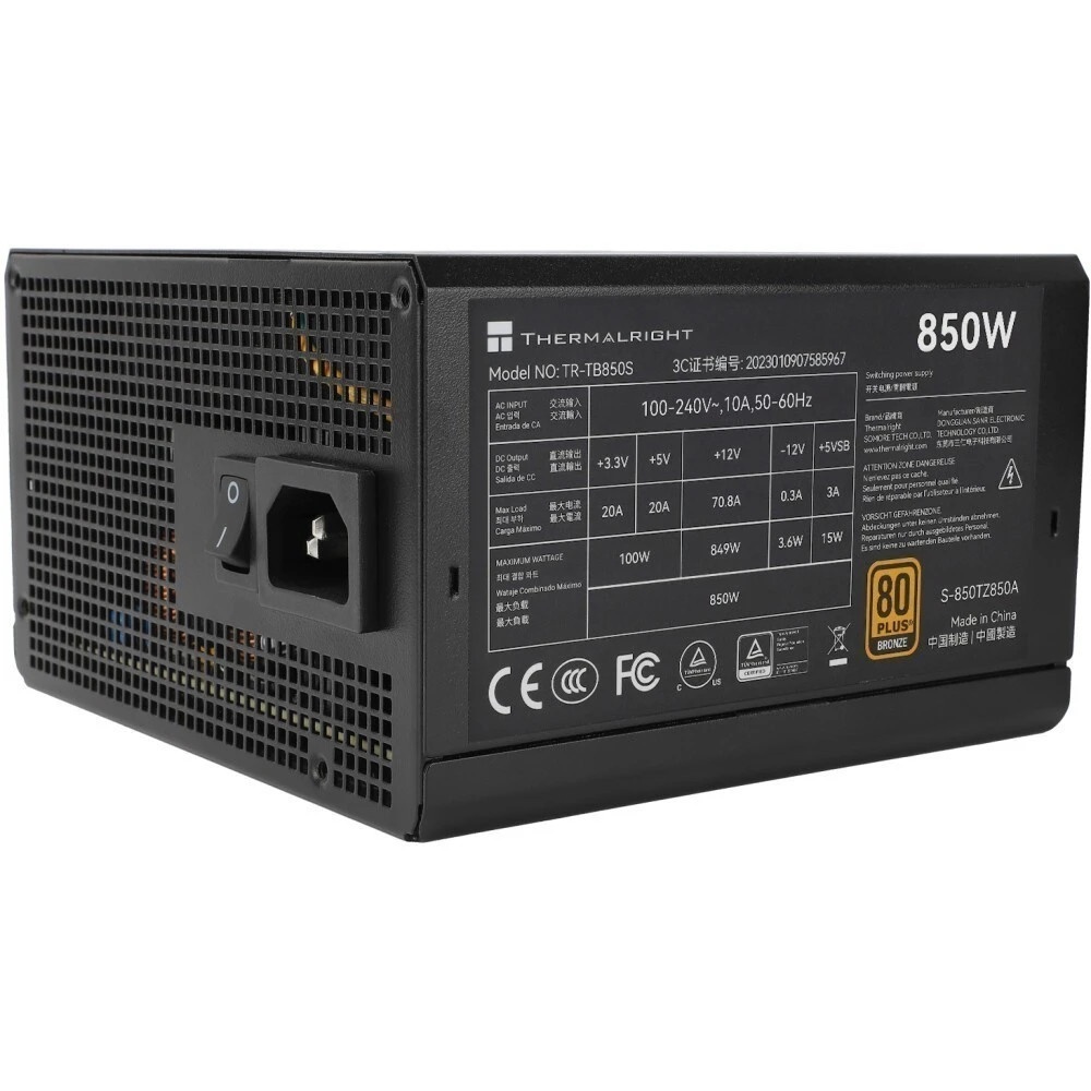 Блок питания Thermalright TR-TB850S 850W 80 PLUS Bronze, (ATX, 3, PCIe 5.0, Non-modular, 1x24(20+4)p