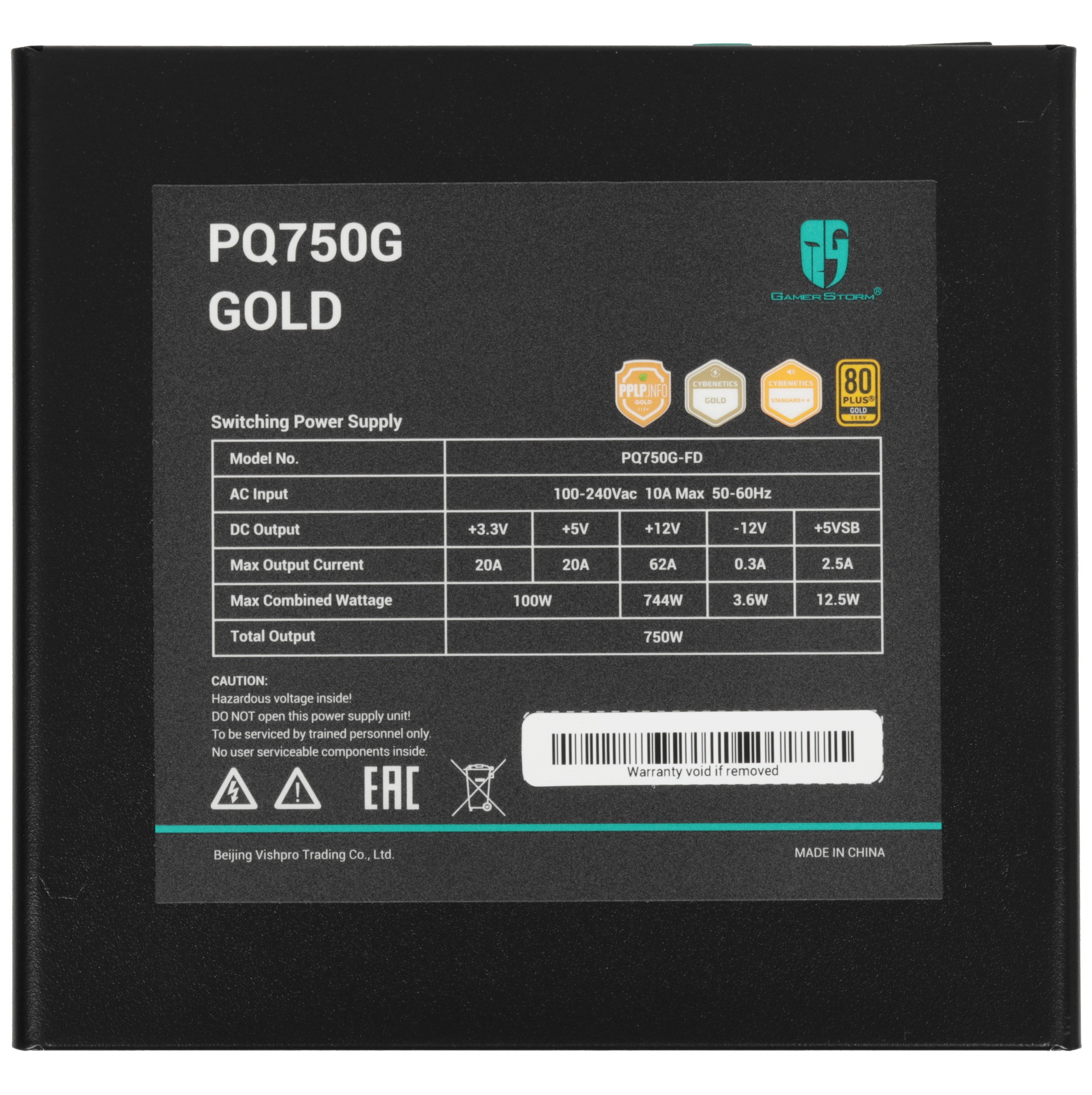 Блок питания Deepcool / GamerStorm PQ750G (ATX 3.1, 750W, Full Cable Management, PWM 120mm fan, 80+