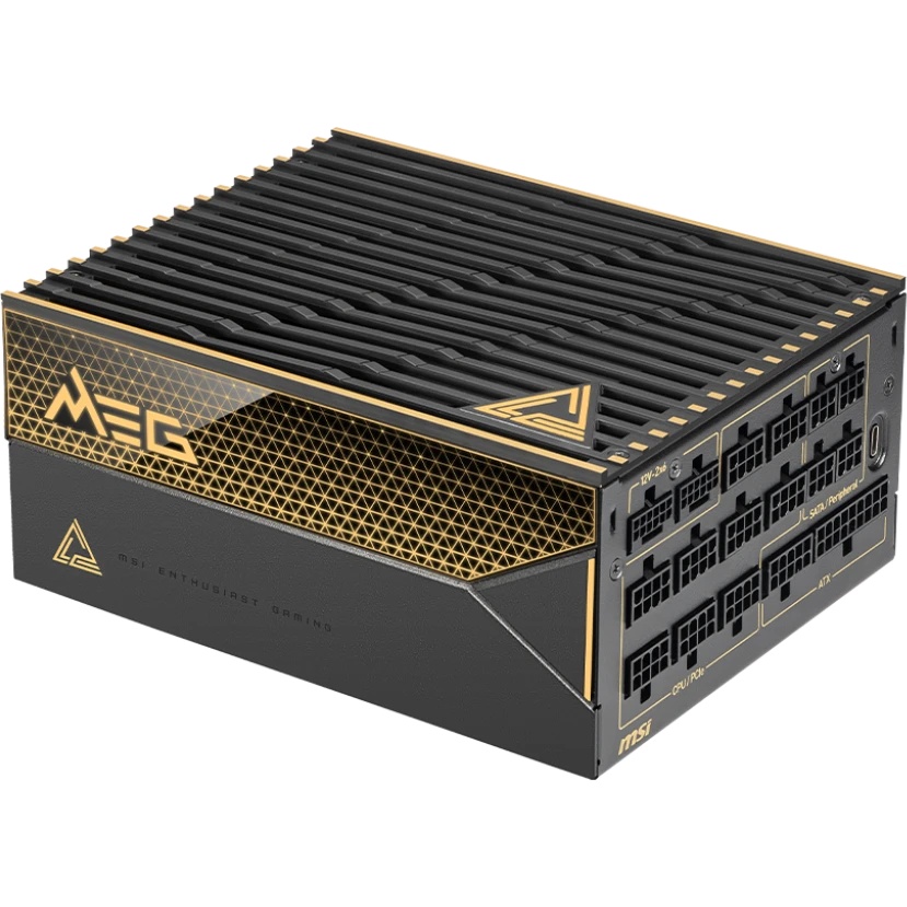 Блок питания ПК MSI MEG Ai1600T PCIE5, 1600W, 80+ Titanium, полностью модульный, ATX 3.1, PCIE5.1, R