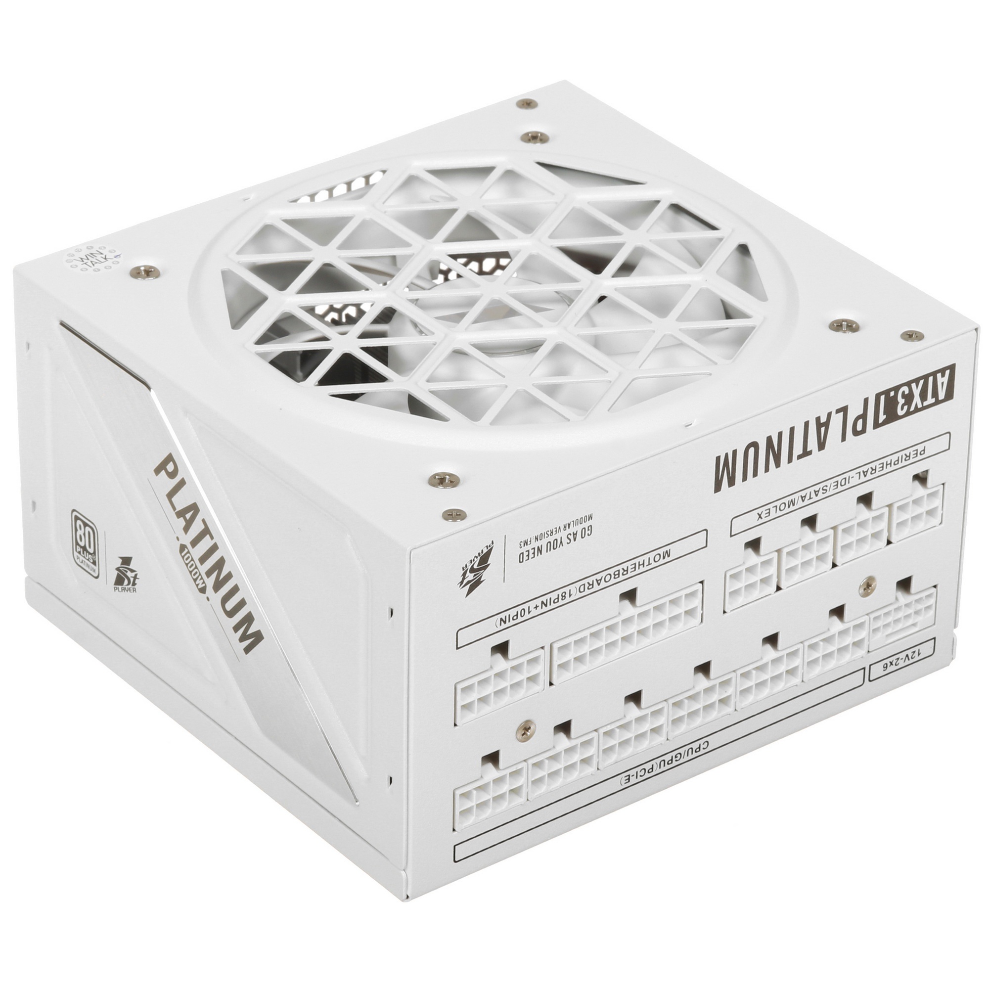 Блок питания 1STPLAYER NGDP Platinum 1300W White, 130Вт, 80 PLUS Platinum, 120мм, модульный, белый