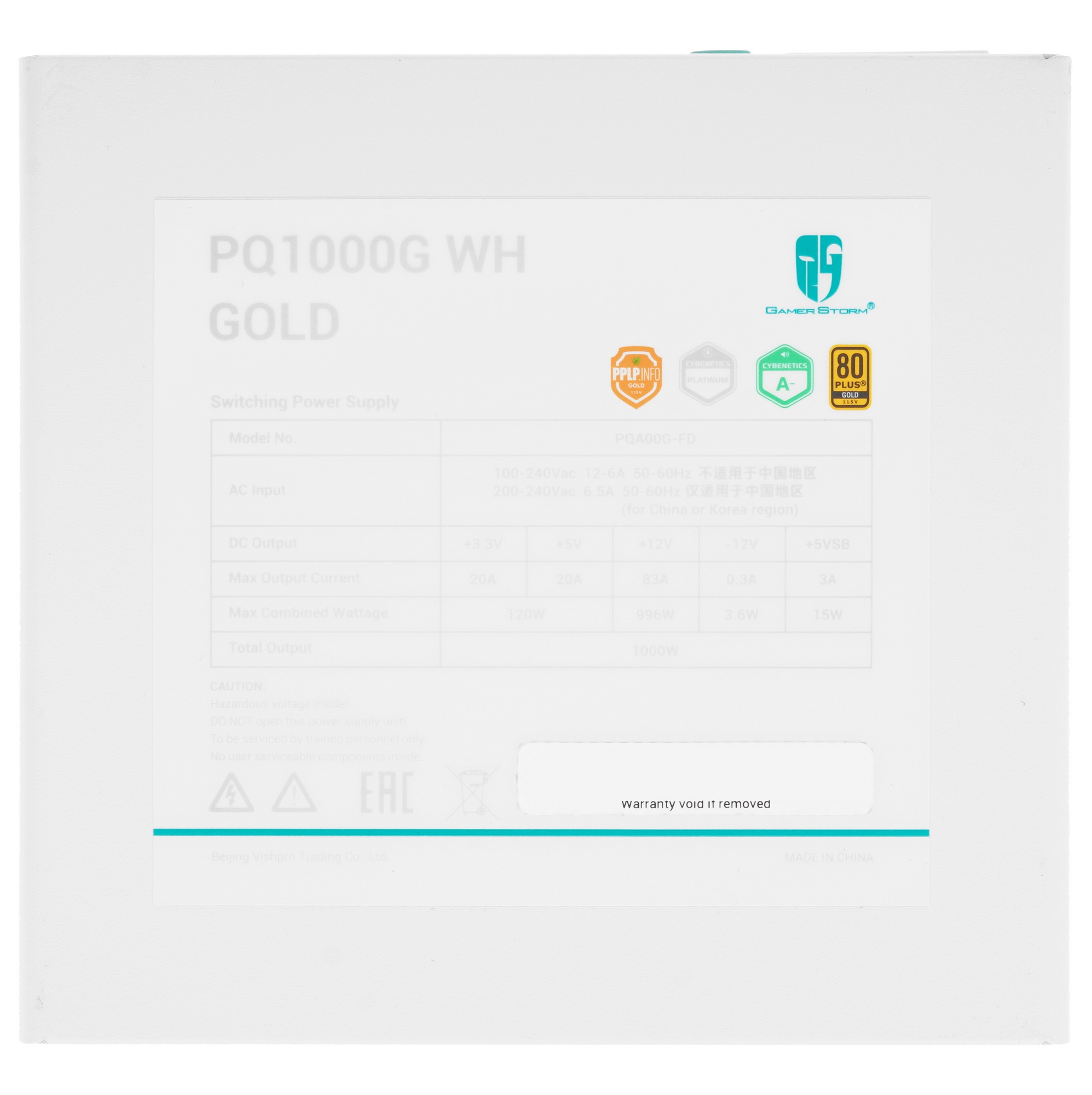 Блок питания Deepcool / GamerStorm PQ1000G WH (ATX 3.1, 1000W, Full Cable Management, 120mm fan, 80+